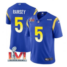 Camiseta Hombre NFL Los Angeles Rams Jalen Ramsey 5 Royal 2022 Super Bowl LVI Vapor Limited